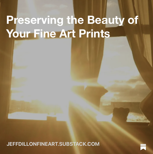 Jeff Dillon fine art print properly framed with UV-protective glass to preserve colour and quality